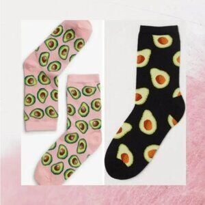 Avocado Printed Novelty Socks, Set of 2 Pairs, NWT